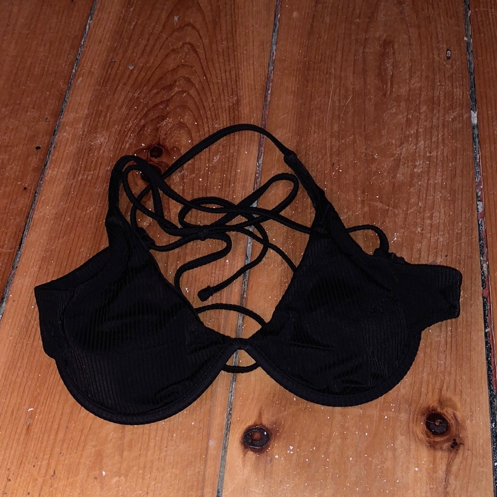 Shein ribbed black bathing suit top